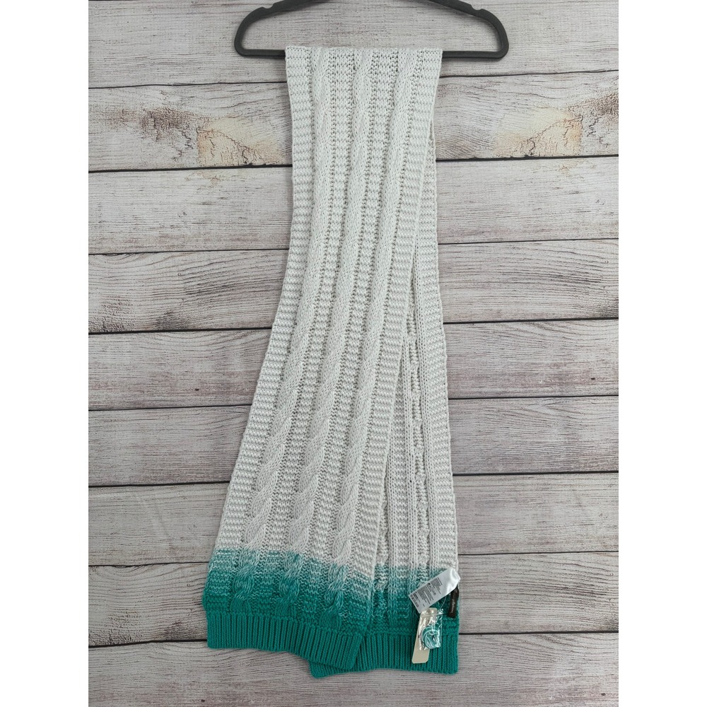 Tommy Bahama Scarf Womens OS Teal Carmel Cable Ombre Oblong Cotton THW73351